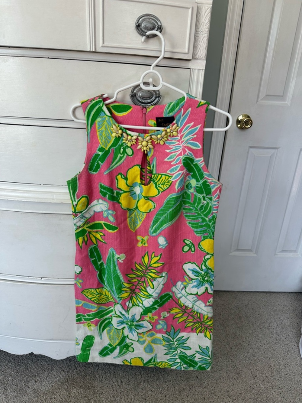 Just...Taylor Hot Pink Tropical Floral Shift Dress